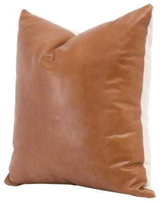 Essential Whiskey Brown Leather Throw Pillow With Insert - Set of 2