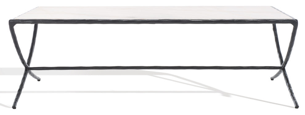 Safavieh Couture Debbie Rectangle Metal Coffee Table, Black/White