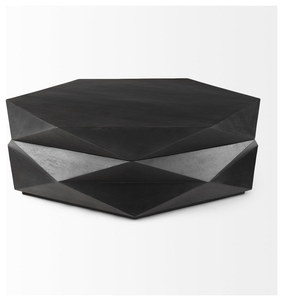 Mod Geometric Black Solid Wood Coffee Table