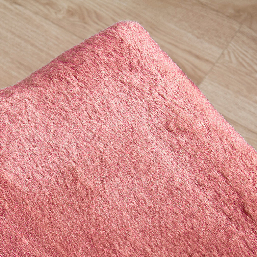 Heavy Faux Fur Storage Coral Spice Ottoman 18" x 36" x 10"