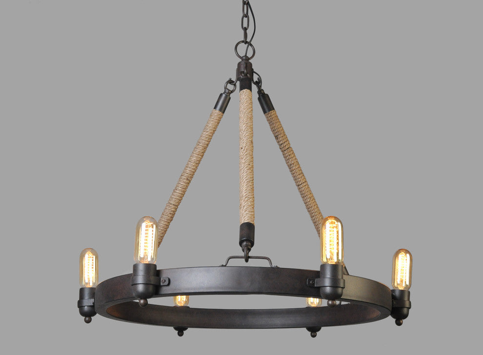 Iron and Jute Banded Pendant