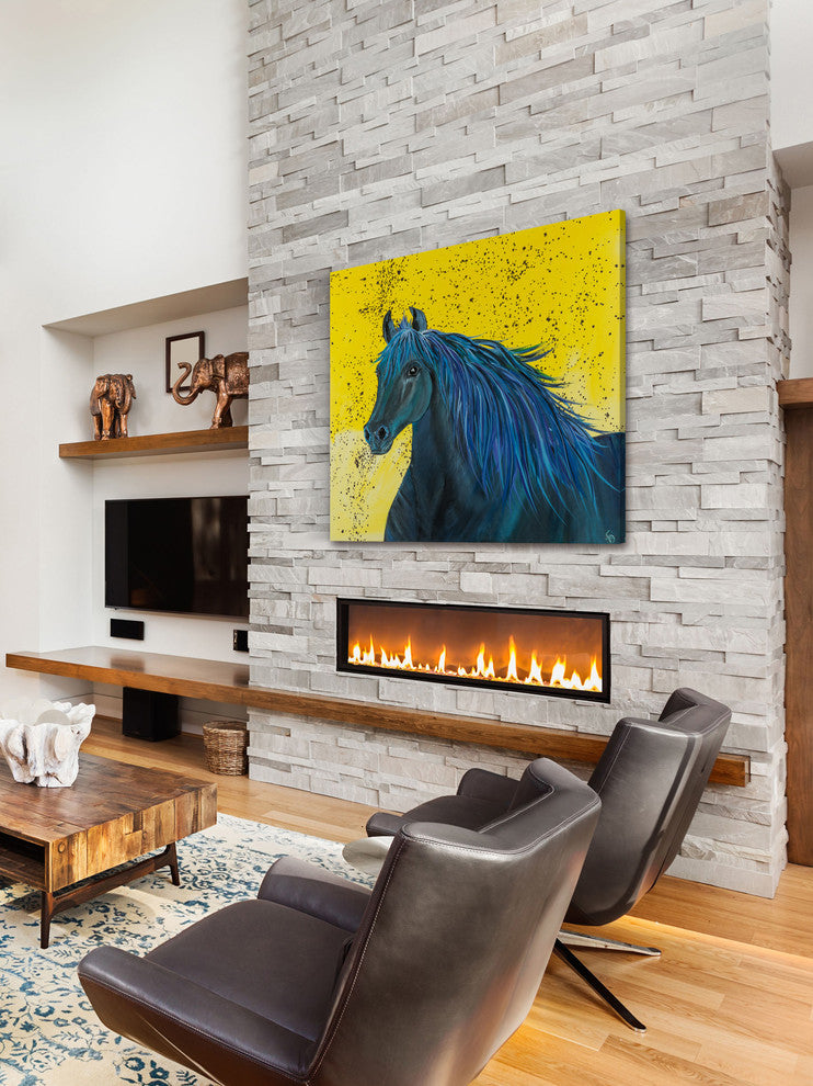 "Blu" Painting Print on Wrapped Canvas, 24"x24"