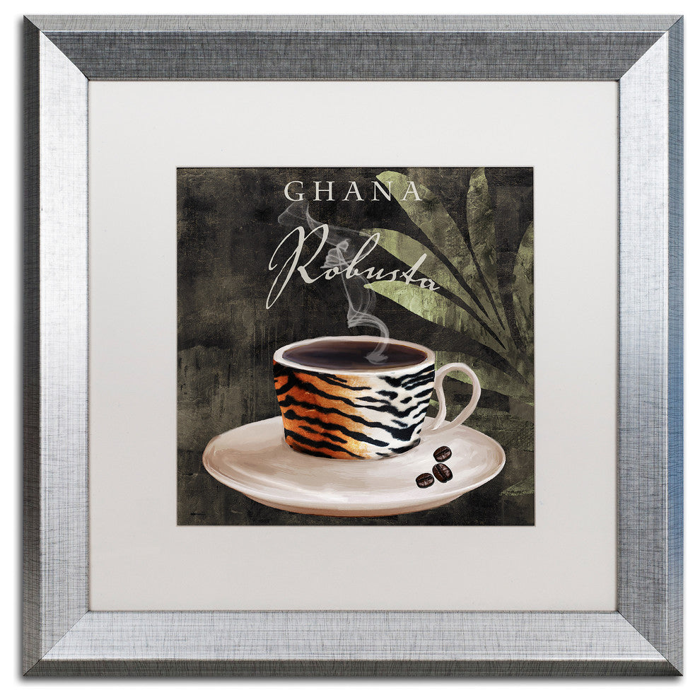 Color Bakery 'Afrikan Coffee IV' Art, Silver Frame, White Matte, 16"x16"