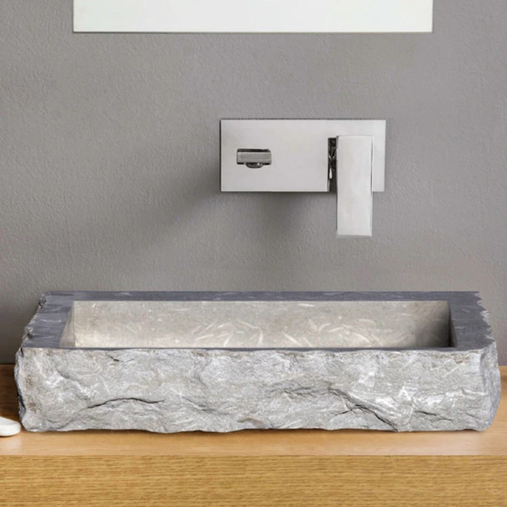 Seagrass Limestone Rectangular Sink Honed & Hand-Chiseled (W)18" (L)21.4"(H)4"
