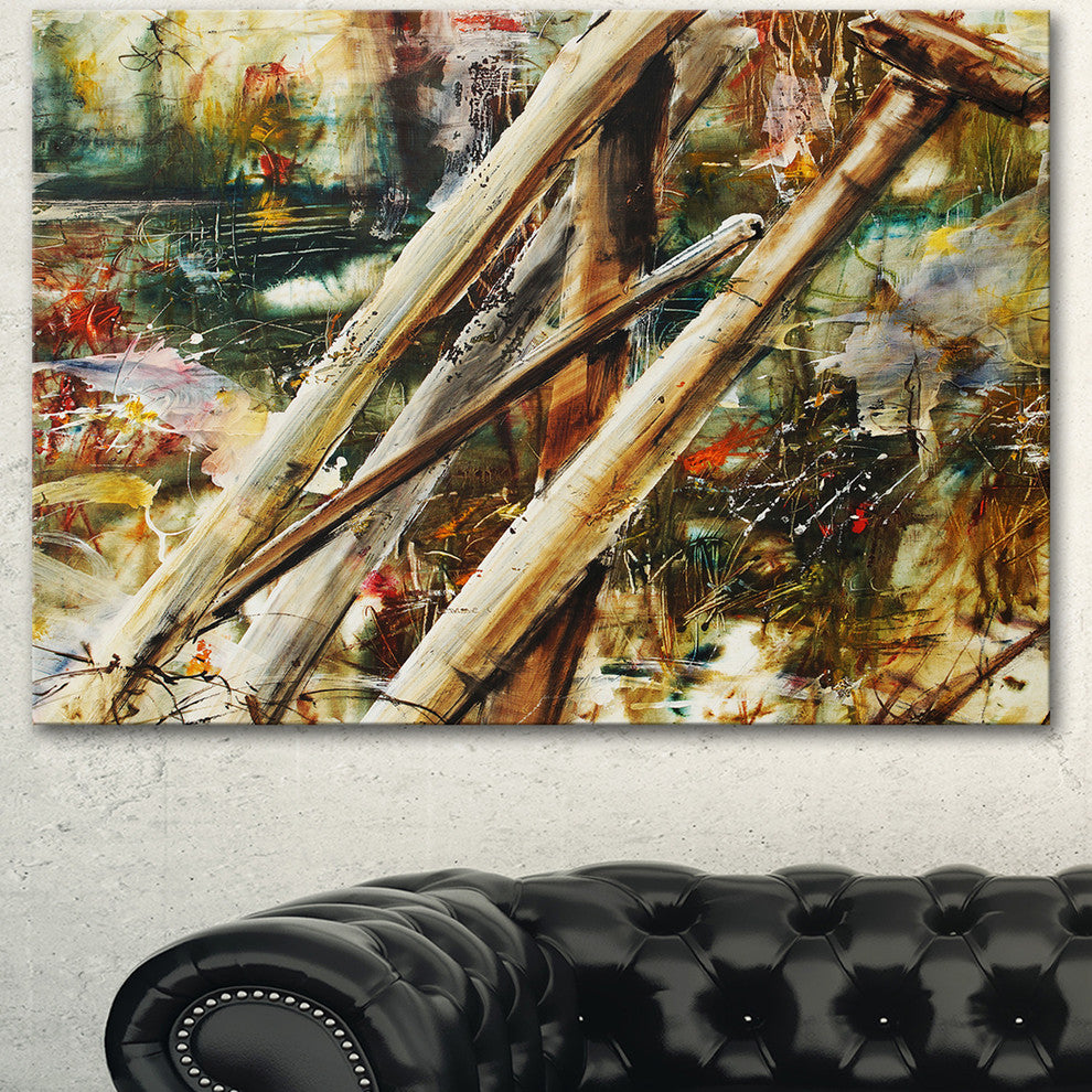 Tools and Abstract Pattern, Large Abstract Canvas Artwork, 60"x28"