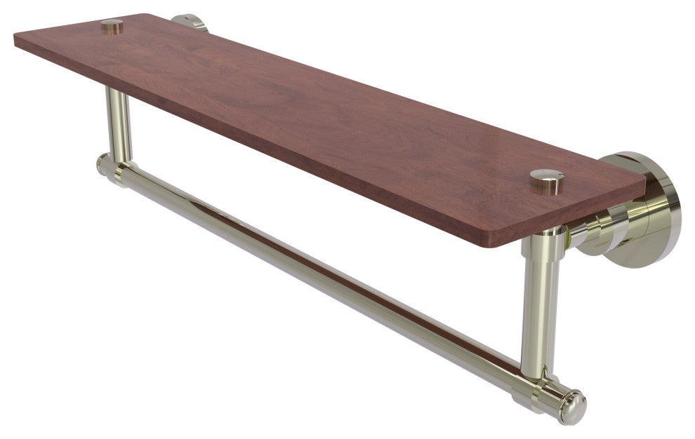 Washington Square 22" Solid Wood Shelf and Towel Bar, Polished Nickel