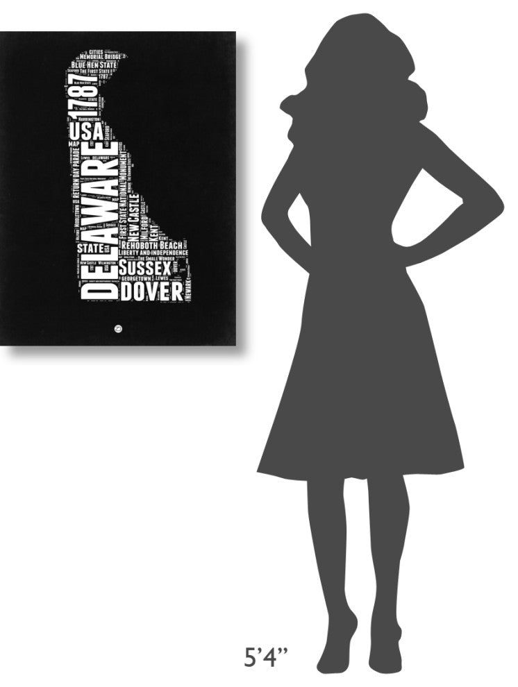 "Delaware Black and White Map" Fine Art Print