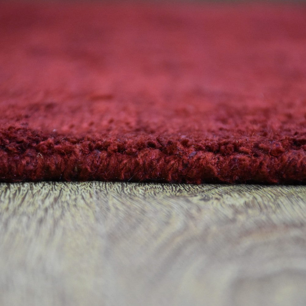 Hand Knotted Loom Silk Mix Area Rug Solid Red