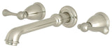 Kingston Brass Two-Handle Wall Mount Bathroom Faucet, Brushed Nickel