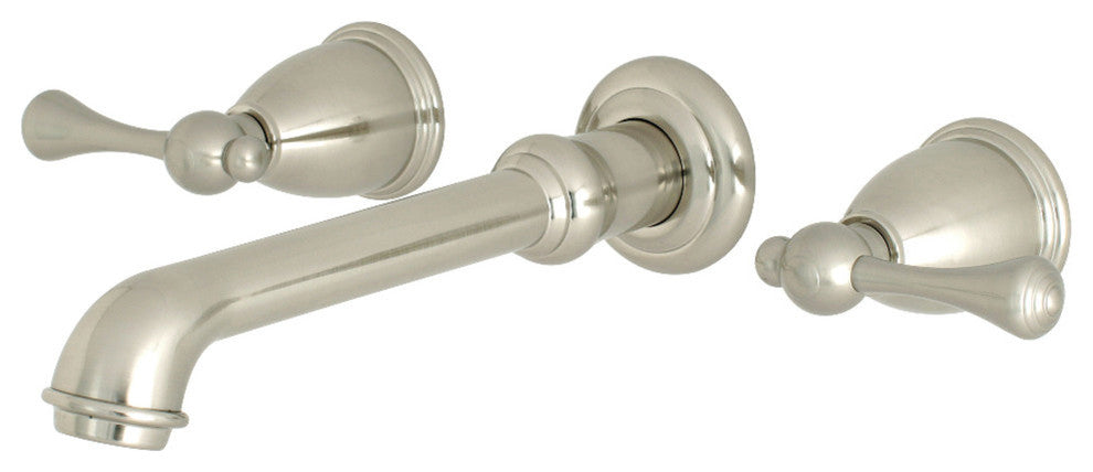 Kingston Brass Two-Handle Wall Mount Bathroom Faucet, Brushed Nickel
