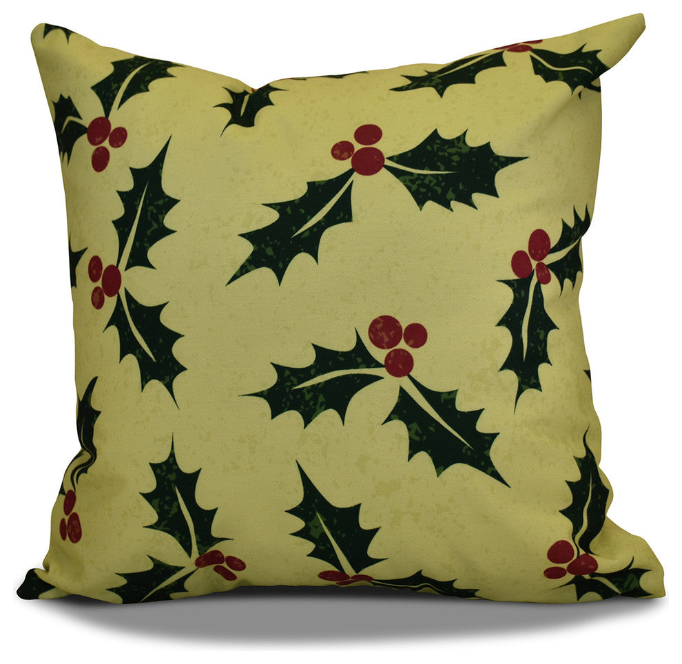 Decorative Holiday Outdoor Pillow Floral Print, Light Green, 20"x20"