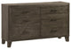 Benzara BM273443 Solid Pine Wood Dresser, 6 Drawers, Metal Handles, Rustic Brown