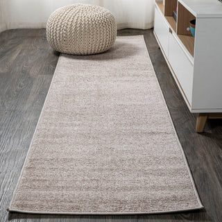 Haze Solid Low-Pile Runner Rug, Beige, 2'x8'