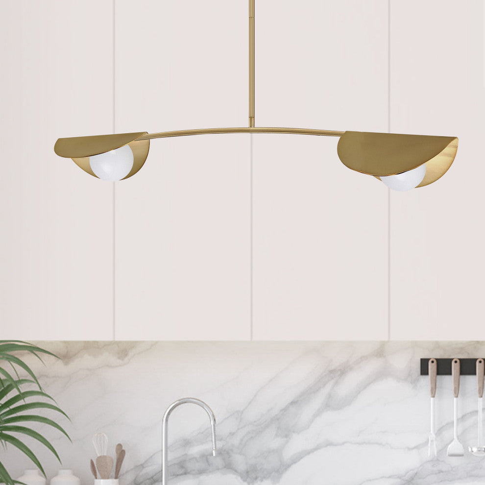 Emma Contemporary 2 Light Aged Brass White Metal Pendant