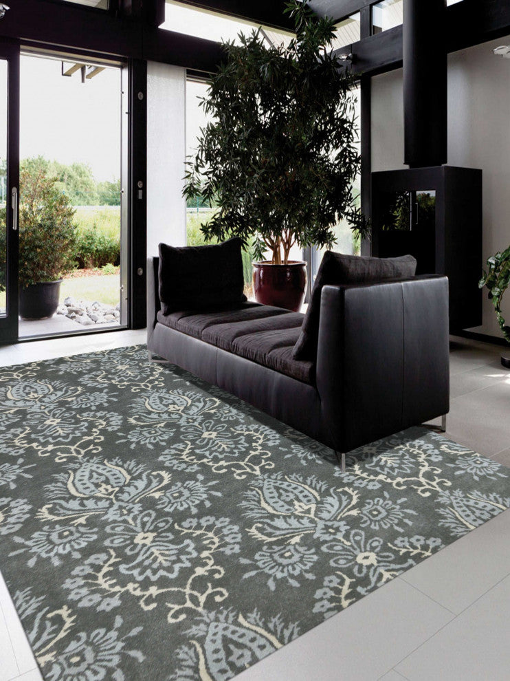 5" X8" X 0.5" Gray Wool Area Rug