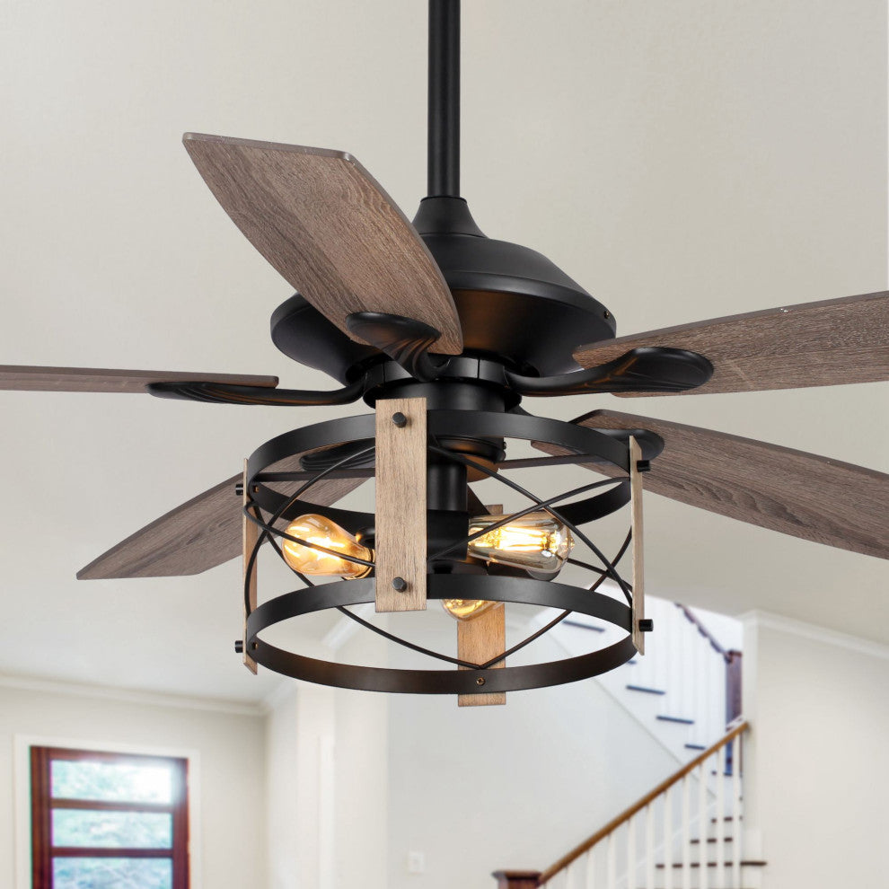 52 in Modern Ceiling Fan with Remote Control in Matte Black