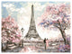 Eiffel with Pink Flowers, Landscape Canvas Art Print, 40"x30"