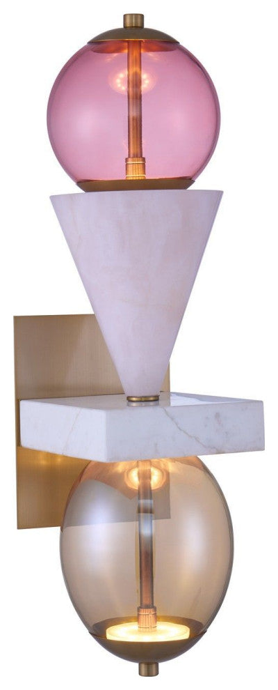 Demi Pink Jade Wall Sconce, Brass