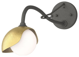 Brooklyn 1-Light Single Shade Sconce, Natural Iron, Modern Brass, Opal Glass