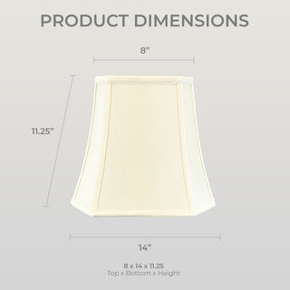 Royal Designs Square Cut Corner Bell Lamp Shade, Eggshell, 8"x14"x11.25", Single