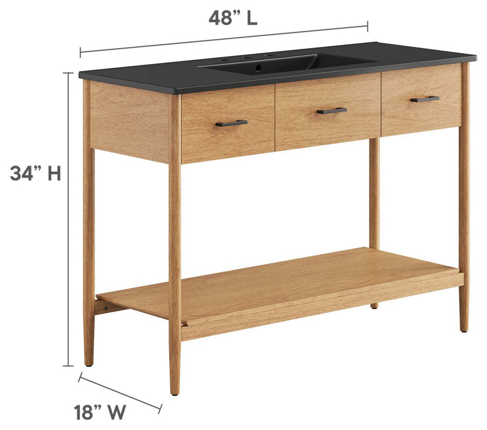 Zaire 48" Single Sink Bathroom Vanity - Natural Black
