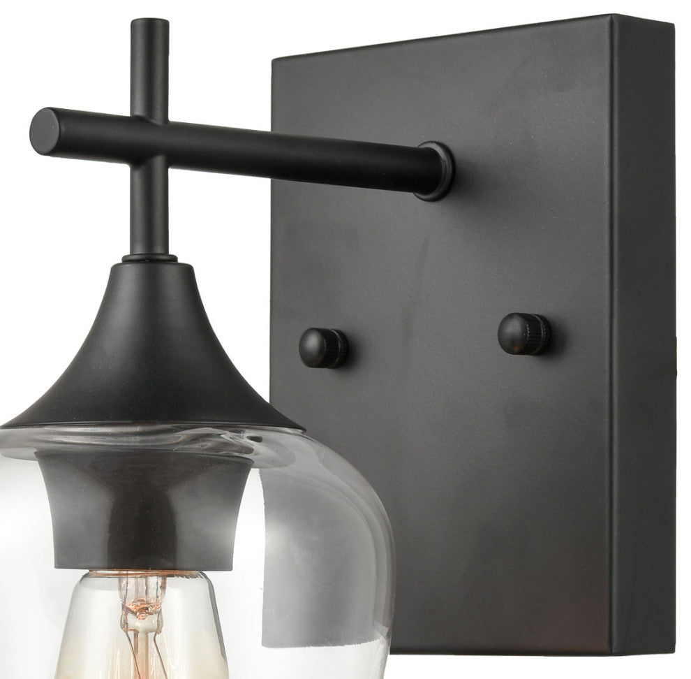 Clear Glass Bathroom Wall Sconces Lighting, Set of 2, Black