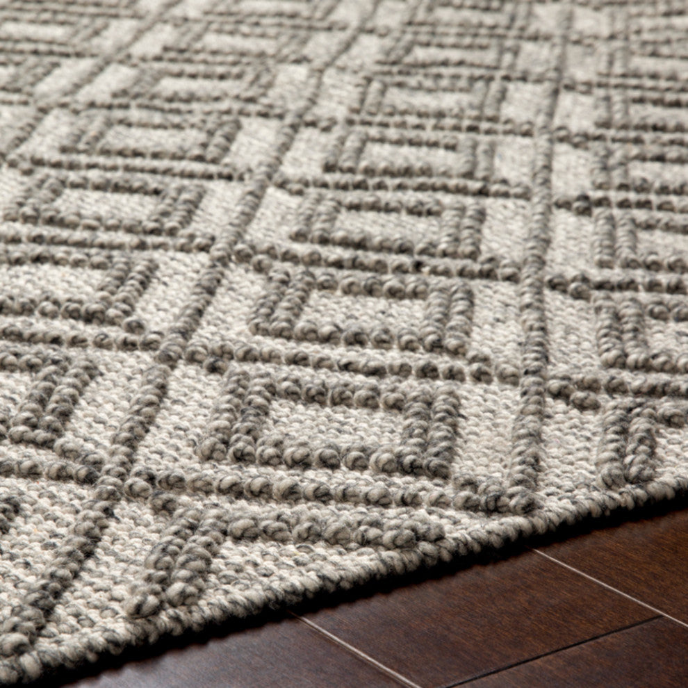 Surya Farmhouse Tassels FTS-2302 Bohemian Area Rug, Black, 3' x 5' Rectangle
