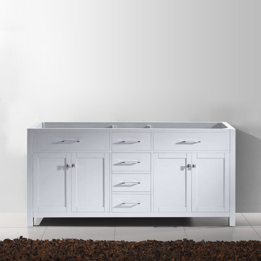 Caroline 72" Double Bathroom Vanity Cabinet Base Only in White with Top