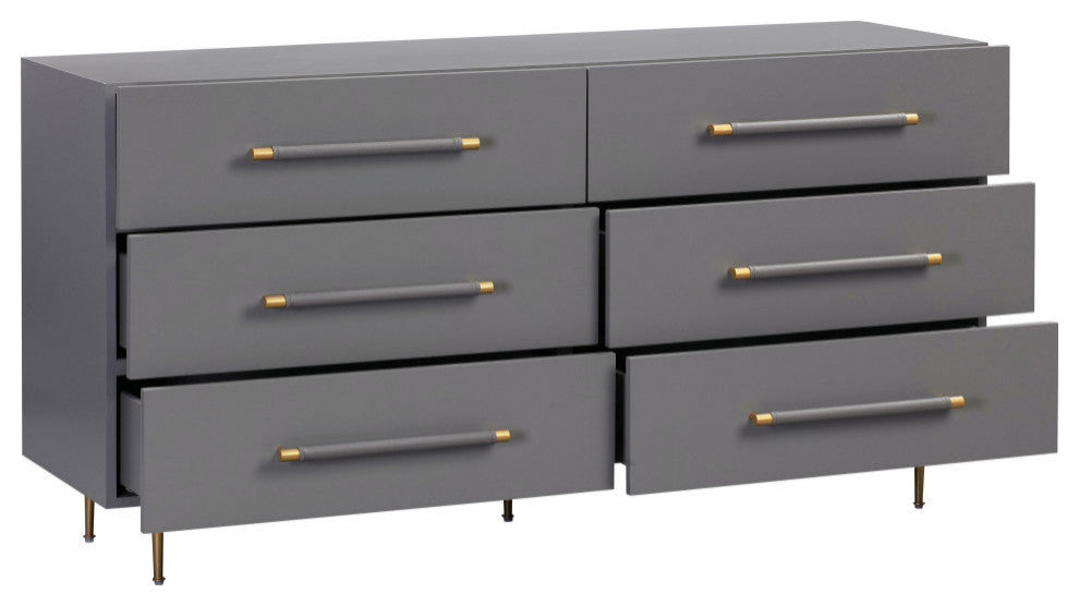 Trident 6 Drawer Dresser, Gray