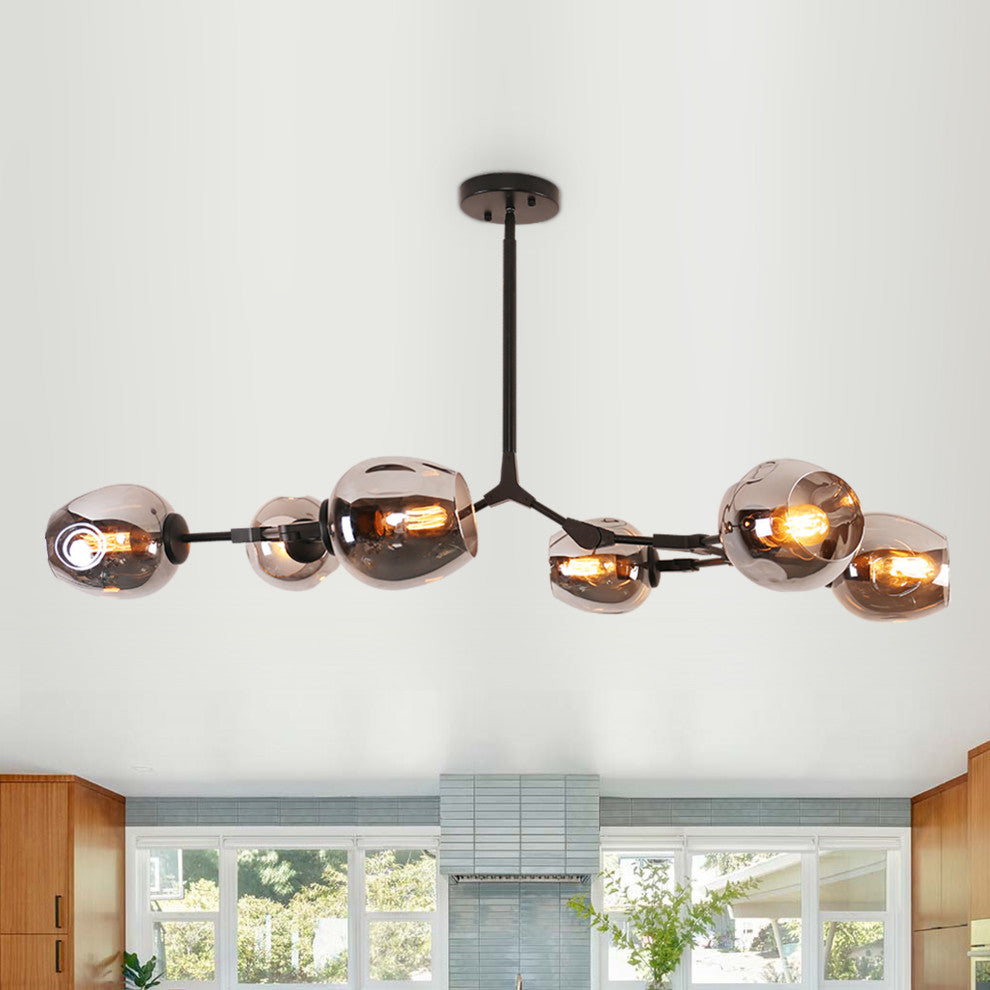 Oaks Aura Modern 6-Light Adjustable Sputnik Chandelier, Smoky Gray