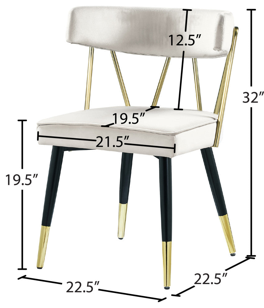 Rheingold Upholstered Dining Chair, Cream, Velvet