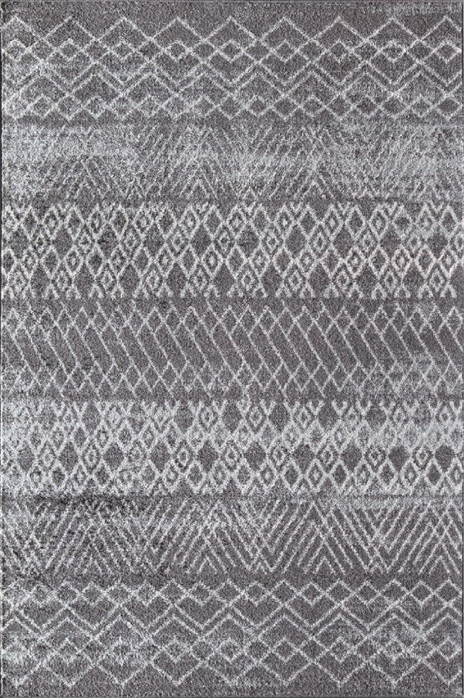 Cove Nocturne Gray Moroccan Tribal Gray Area Rug, 8'3"x10'0"