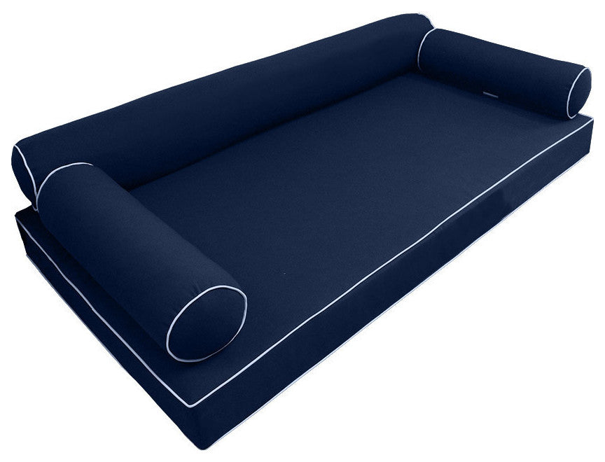 Style6 Queen Contrast Pipe Outdoor Mattress Bolster SlipCover COMPLETE SET AD101