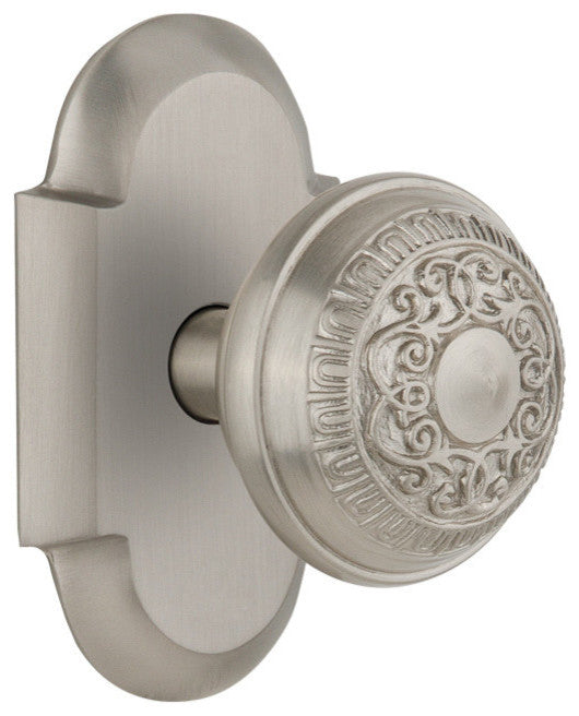 Cottage Plate Passage Egg and Dart Knob, Satin Nickel