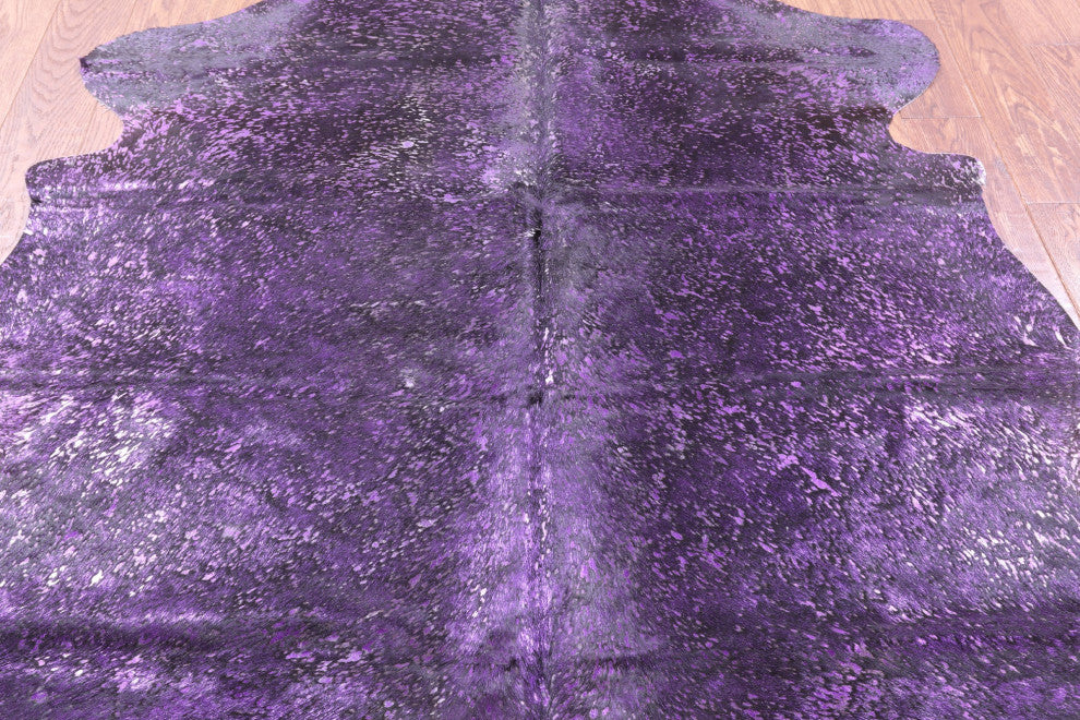 6' 0" X 5' 6" Purple Metallic Cowhide Rug C2108