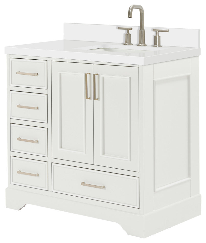 Ariel Stafford 37" Single Right Offset Rectangle Sink Bathroom Vanity