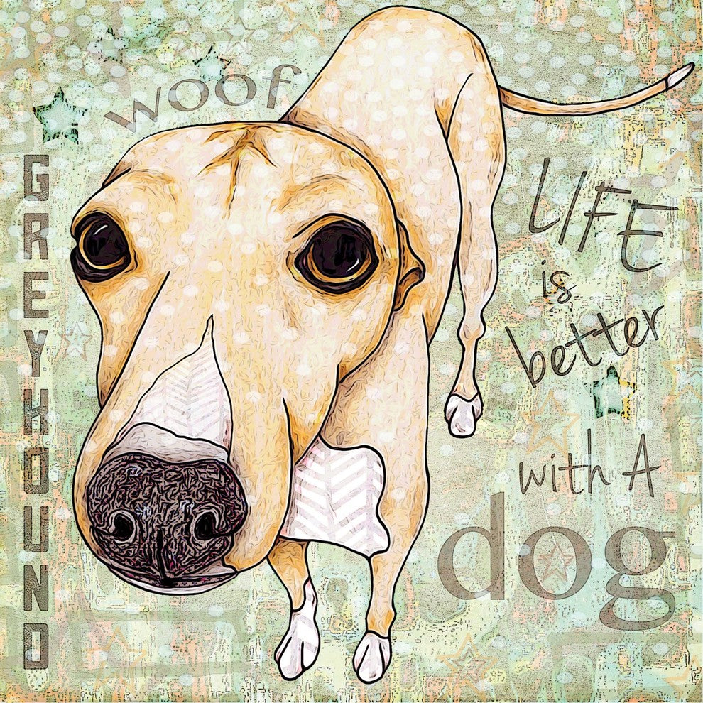 "Greyhound Pop Art II" Painting Print on Wrapped Canvas