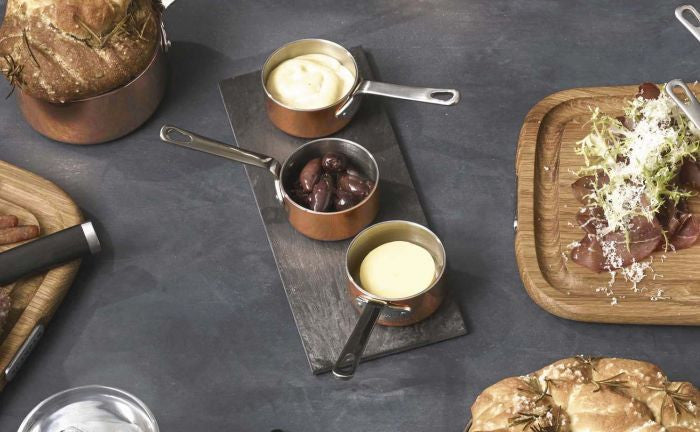 SCANPAN Maitre D' Copper 3-Piece Sauce Serving Set With Slate Board
