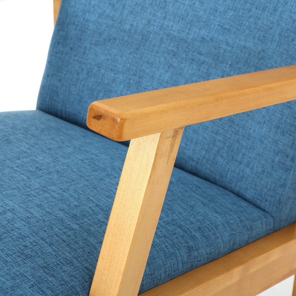 GDF Studio Hank Mid Century Modern Fabric Rocking Chair, Muted Blue