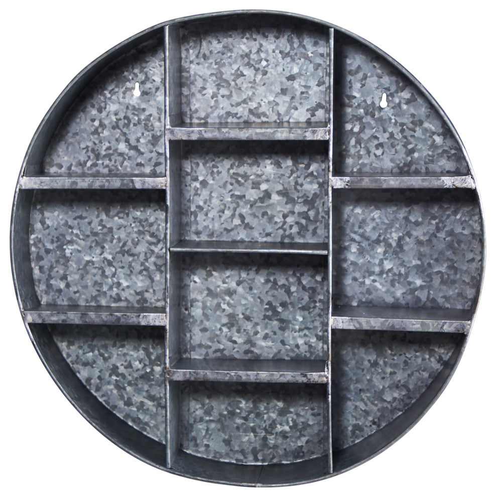 23" Galvanized Round Metal Wall Mounted Shelf System
