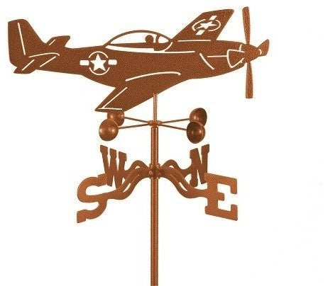 P51 Mustang Airplane Weathervane With Deck Mount