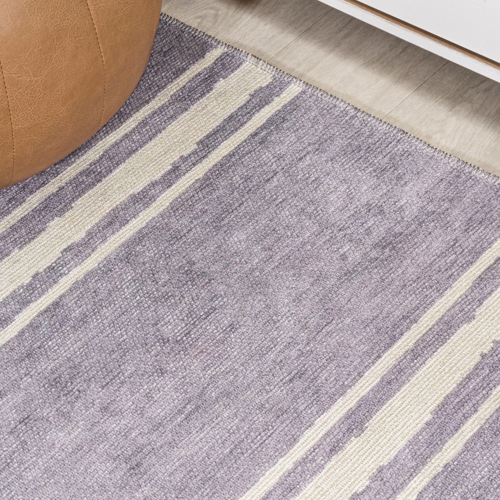 Bande Distressed Ticking Stripe Machine-Washable Area Rug, 5 X 8