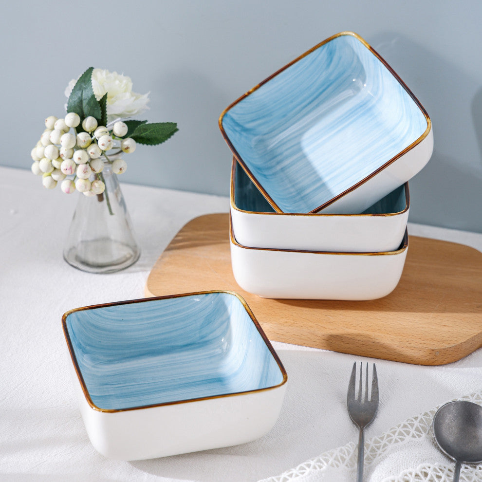 Stone Lain Esmeralda Porcelain 16 Piece Dinnerware Set, Light Blue