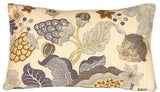 Pillow Decor - Harvest Floral Throw Pillow, Blue, 12" X 20"