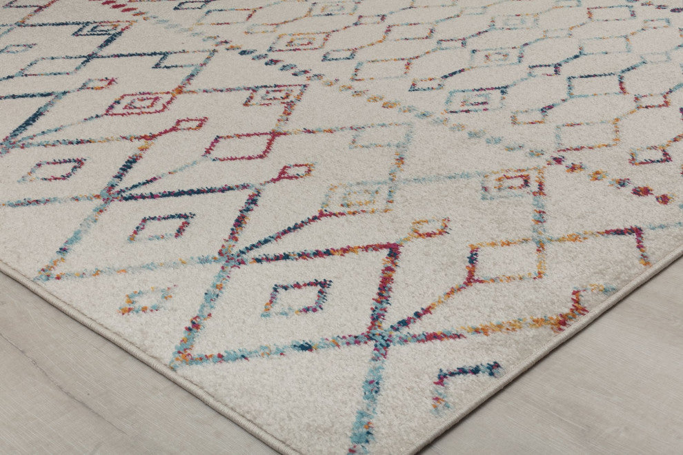 Cove Confetti Mix Moroccan Tribal White Area Rug, 5'0" X 7'0"