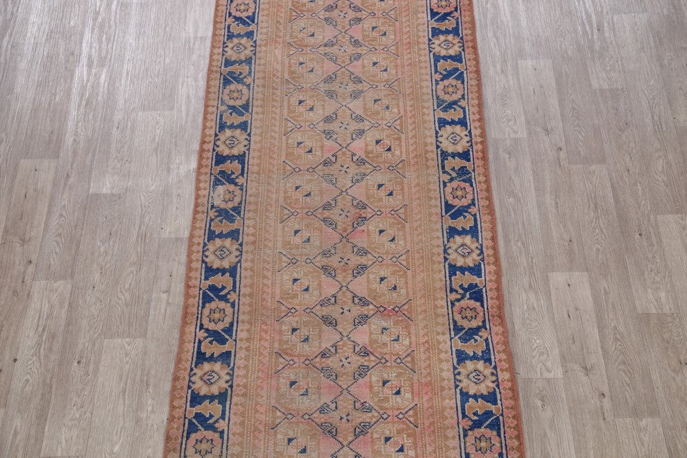 Consigned, Antique Persian Handmade Faded Worn Oriental Runner Rug, 11'0"X3'9"
