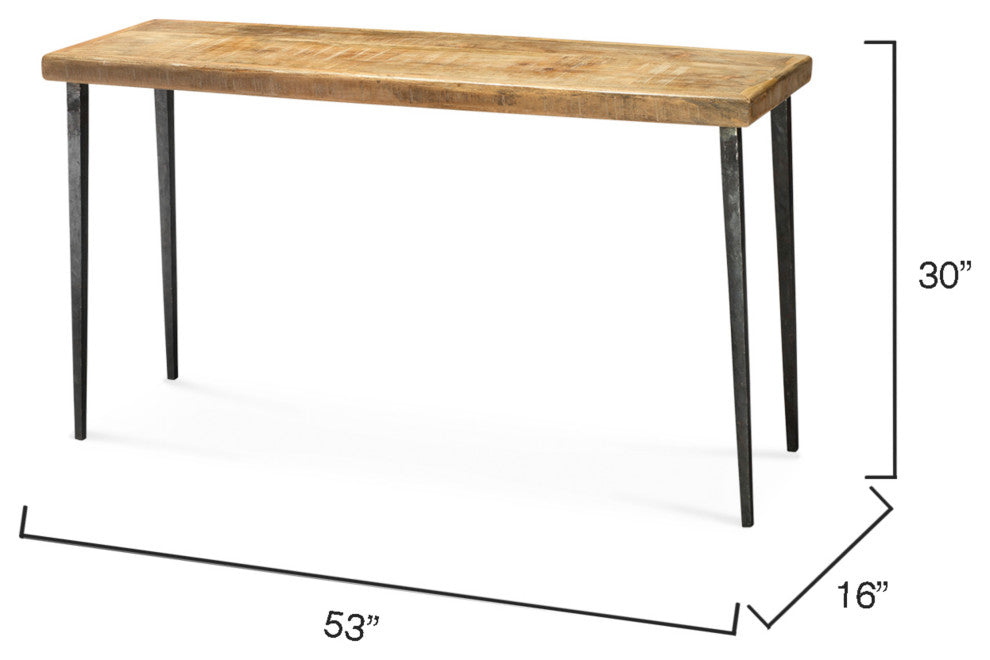 Farmhouse Console Table, Natural Wood