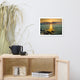 Sun Ray on the Water Coastal Landscape Framed Photo Paper Wall Art Print, Red Oak, 12" X 16"