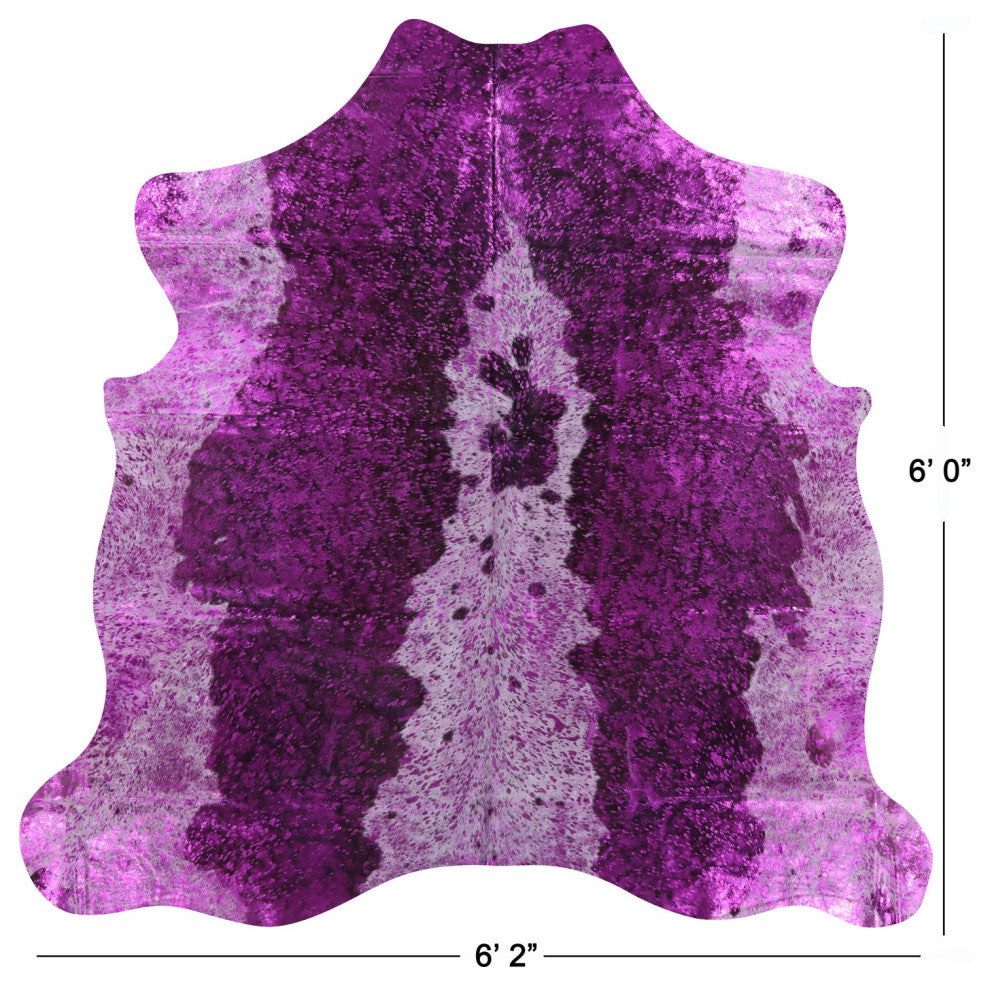 Pink Metallic Cowhide Rug 6' 0" X 6' 2" C2092