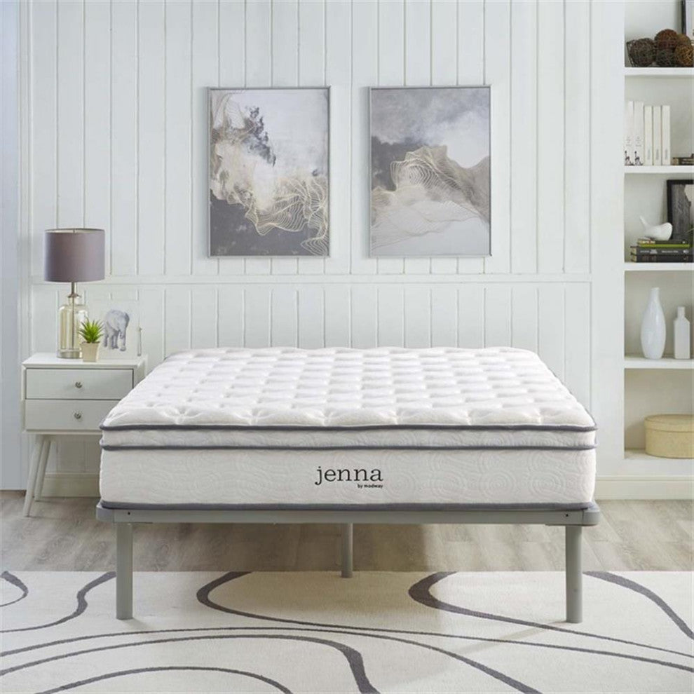 Pemberly Row 10" Modern Innerspring and Foam Full Mattress in White